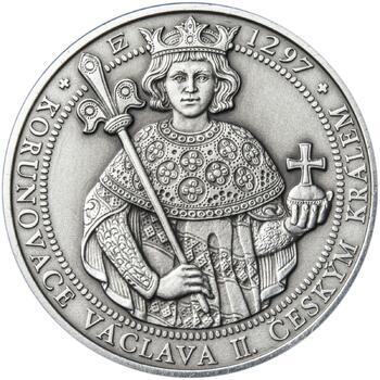 Korunovace Václava II. českým králem  - stříbro patina - 1