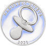 Stříbrný medailon k narození dítěte 2021 - 28 mm, Stříbrný medailon k narození dítěte 2021 - 1/3