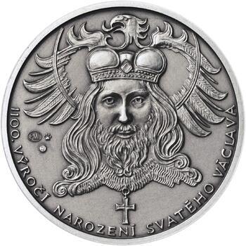 1100. výročí narození sv. Václava - stříbro 1 Oz patina - 1