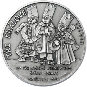 Tři králové 25 mm stříbro patina - 1
