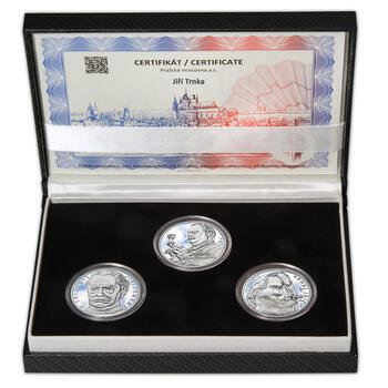 JIŘÍ TRNKA – návrhy mince 500 Kč - sada tří Ag medailí 34 mm Proof v etui - 1