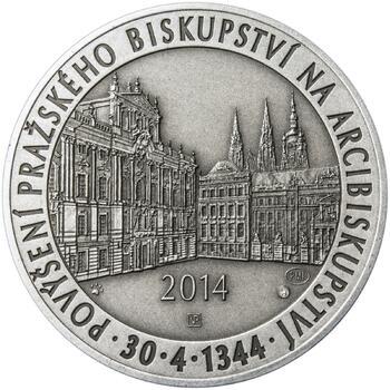 Povýšení pražského biskupství na arcibiskupství - 670 let - 28 mm stříbro patina