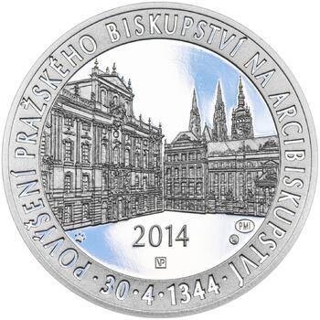 Povýšení pražského biskupství na arcibiskupství - 670 let - 28 mm stříbro Proof - 1
