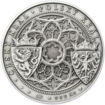 Korunovace Václava II. českým králem  - stříbro patina - 2