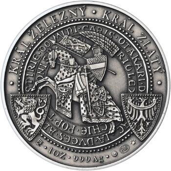 Korunovace Přemysla Otakara II. českým králem -  stříbro patina - 2