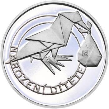 Stříbrný medailon k narození dítěte - origami 2021 - 28 mm, Stříbrný medailon k narození dítěte - origami 2021 - 28 mm - 2