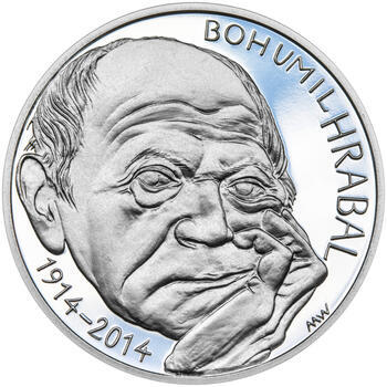 BOHUMIL HRABAL – návrhy mince 200 Kč - sada tří stříbrných medailí 34 mm Proof v etui - 2
