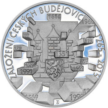 ČESKÉ BUDĚJOVICE – návrhy mince 200 Kč - sada tří Ag medailí 34 mm Proof v etui - 6