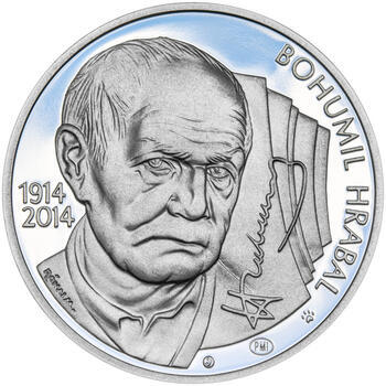 BOHUMIL HRABAL – návrhy mince 200 Kč - sada tří stříbrných medailí 34 mm Proof v etui - 6