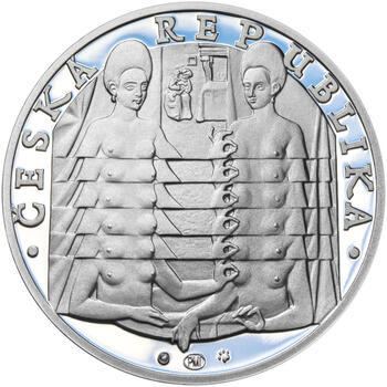 JIŘÍ KOLÁŘ – návrhy mince 500 Kč - sada tří Ag medailí 34 mm Proof v etui - 7